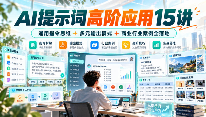 AI提示词课程到底在学啥？15讲拆透指令底层逻辑→
