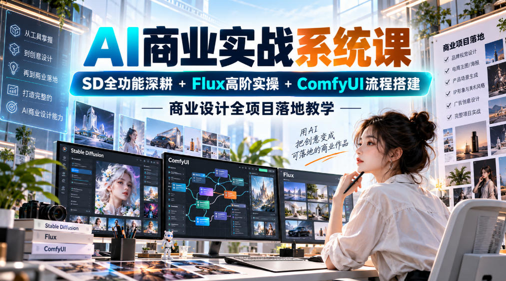 AI商业实战课：SD、Flux、Comfyui全打通