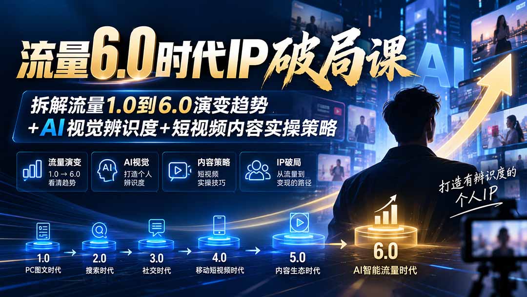 流量6.0时代IP怎么破局，1.0到6.0演变+短视频实操
