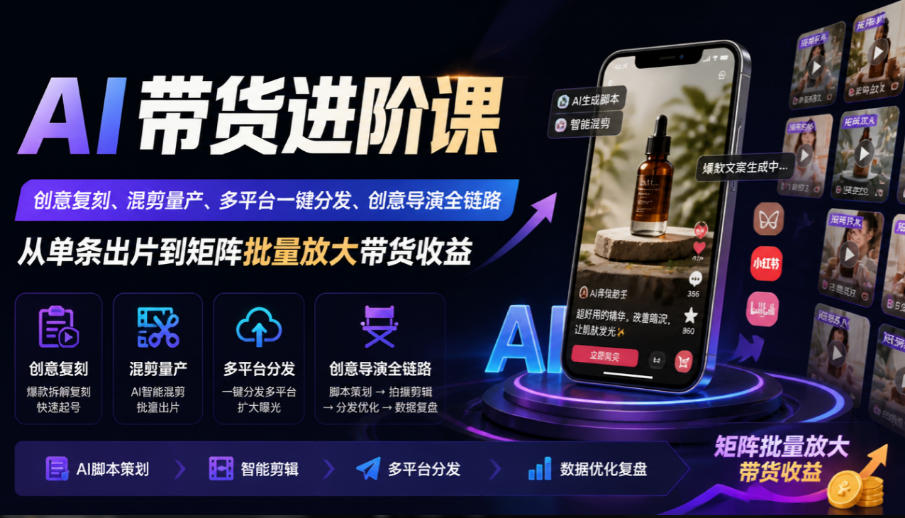 AI带货教程:单条到矩阵的进阶干货,老玩家全拆解