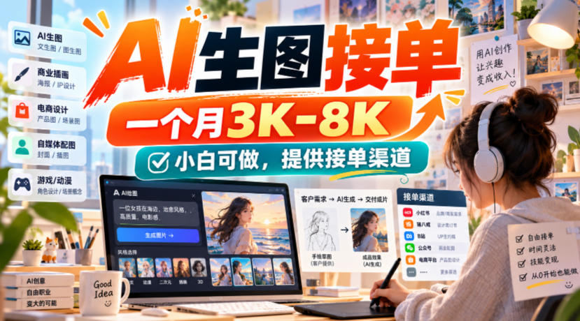 AI生图接单月入3K-8K，新手照这份教程做就行