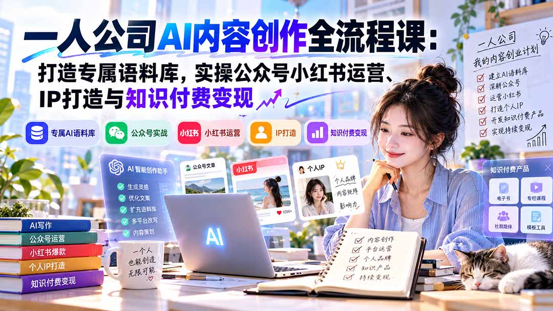 一人公司AI内容创作到底怎么起步？语料库、运营、变现一次讲透
