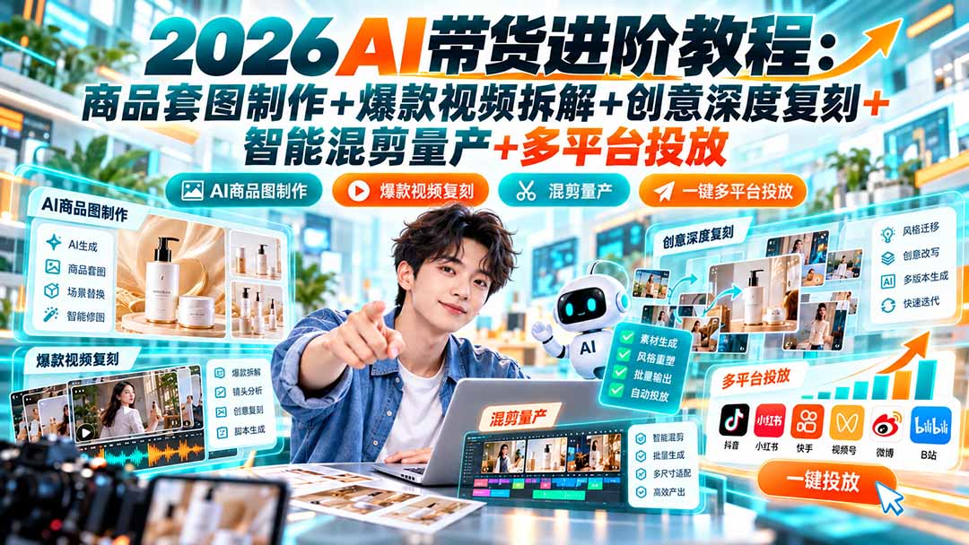 AI带货教程进阶版：从选品到多平台投放全拆解