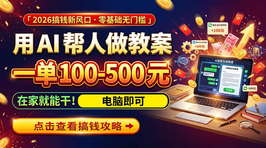 AI教育项目接单：30-60分钟一单，月搞2W+