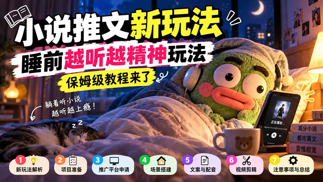 小说推文新玩法教程火了，丑萌玩偶听书视频怎么拍