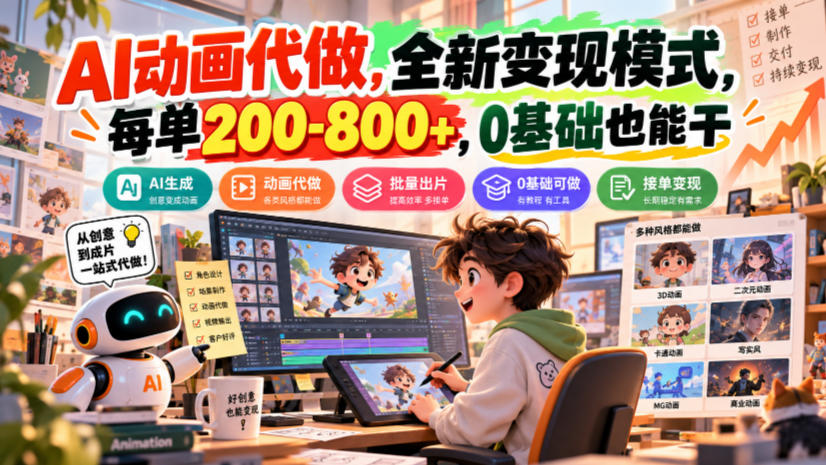 AI动画代做怎么接单？0基础月入1W+实操拆解