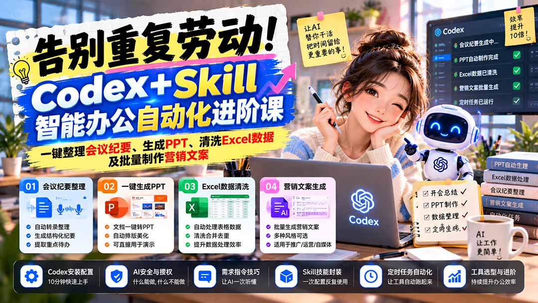 Codex智能办公教程：14节课从安装到自动化