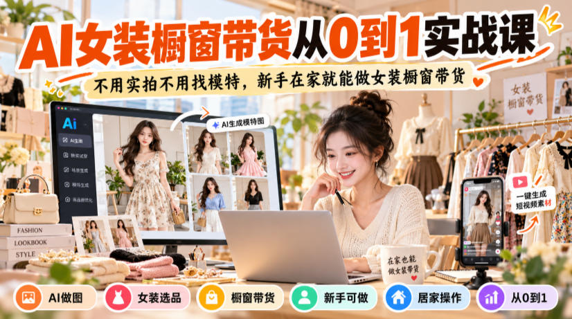 AI女装橱窗带货怎么做?新手不拍照不露脸能做吗