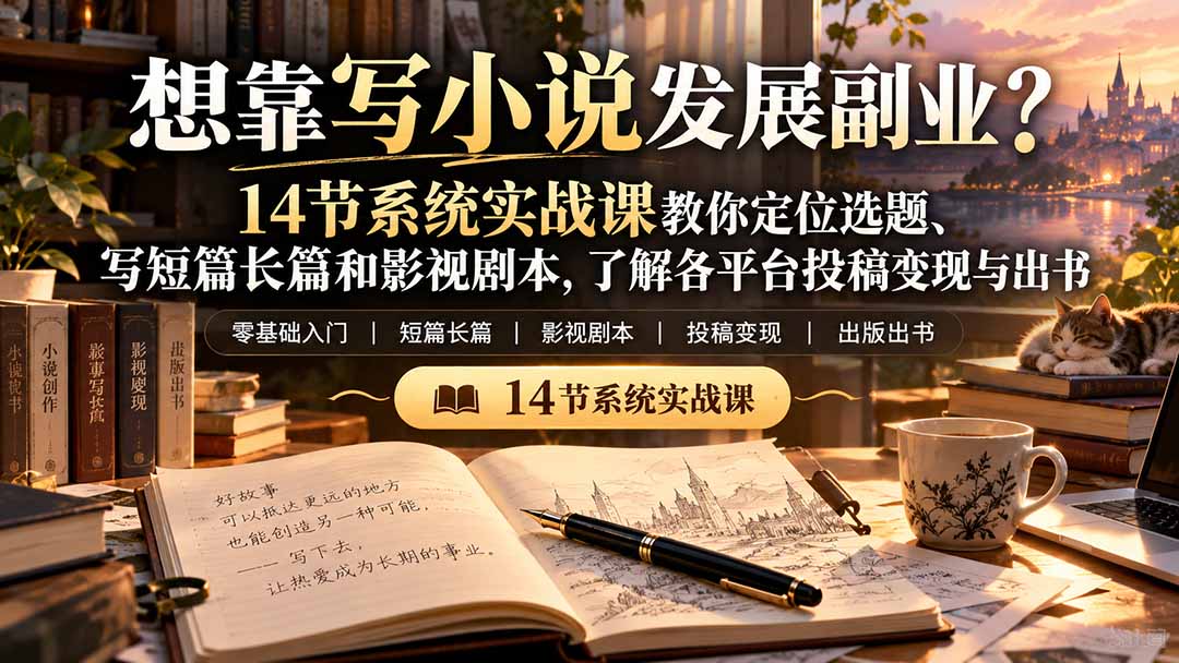 小说写作教程｜14节系统实战课讲透选题到出书