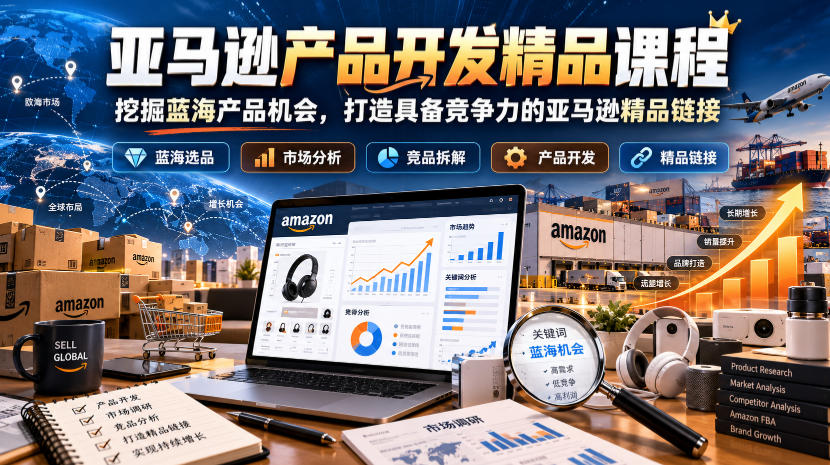 亚马逊产品开发全流程拆解，12节课跑通精品选品