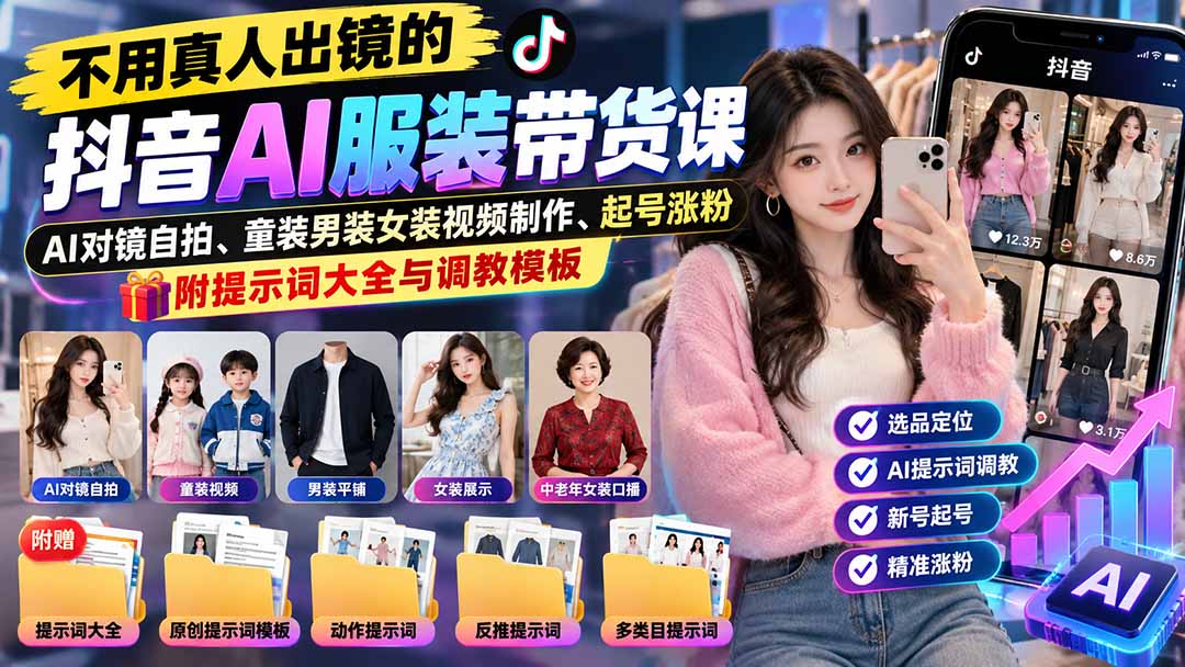 抖音AI服装带货：AI服装视频提示词怎么写