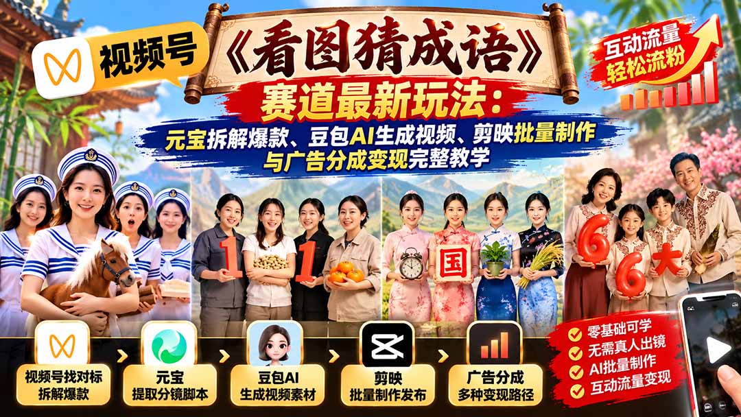 看图猜成语视频怎么制作，四步拆解完整流程