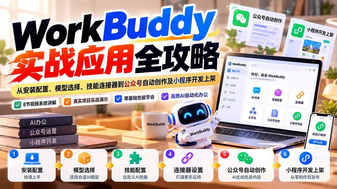 WorkBuddy教程：零基础做微信小程序上架