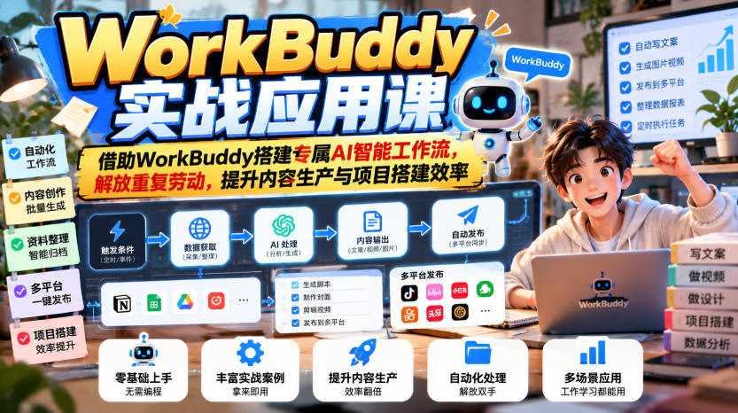 WorkBuddy教程：8节实操带你把流程跑通！