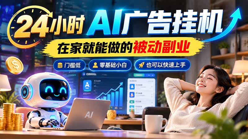 AI广告挂机副业怎么做：4步拆清操作与收益