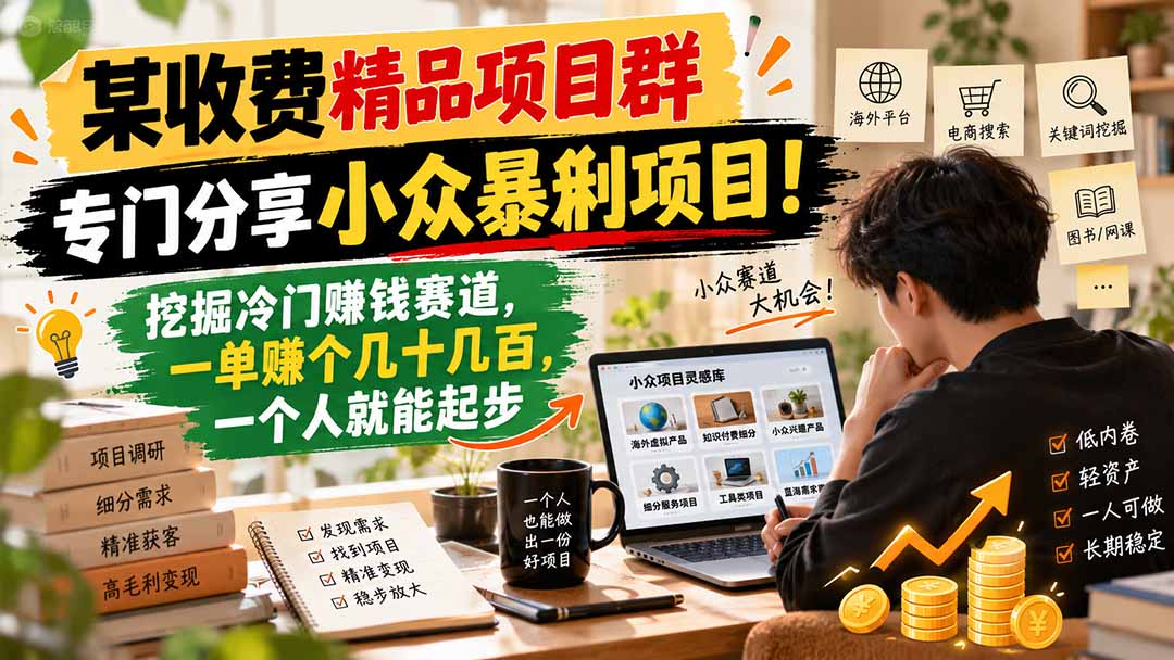小众赚钱项目怎么筛，一个人起步先看这几条
