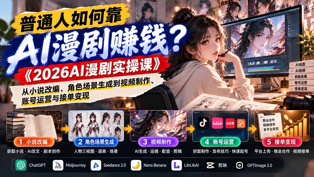 零基础AI漫剧制作教程：从小说改编到成片变现