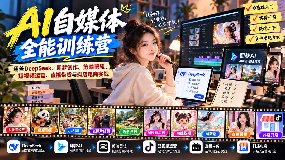 AI自媒体全链路实操指南,从创作到变现一步步做