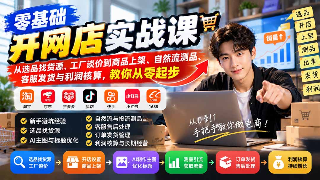 零基础开网店教程：新手开网店怎么选品找货源拆解