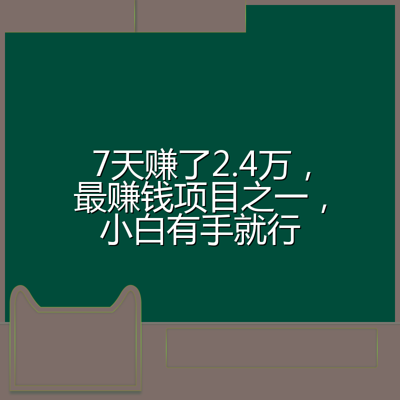 7天赚了2.4万，最赚钱项目之一，小白有手就行