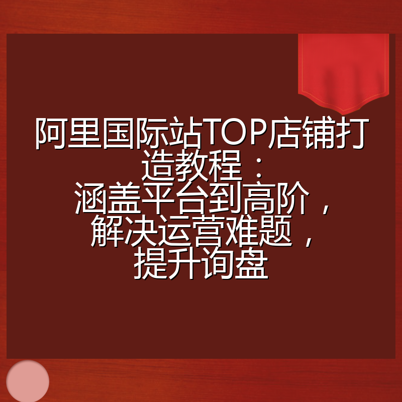 阿里国际站TOP店铺打造教程：涵盖平台到高阶，解决运营难题，提升询盘