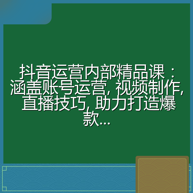 抖音运营内部精品课：涵盖账号运营, 视频制作, 直播技巧, 助力打造爆款...