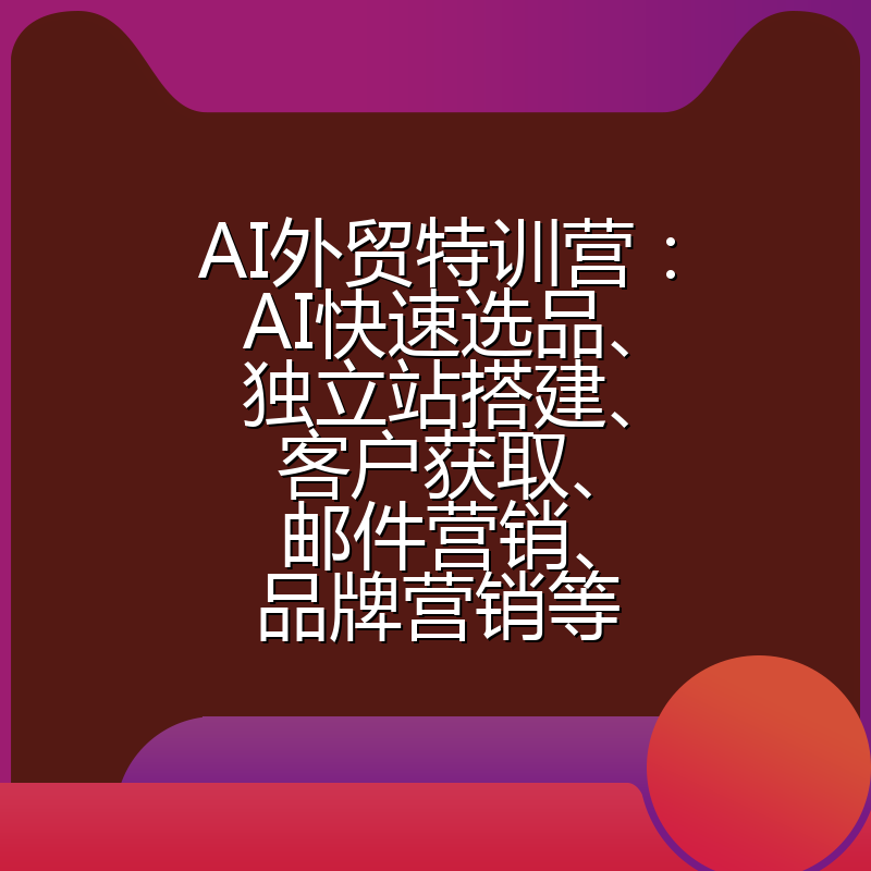 AI外贸特训营：AI快速选品、独立站搭建、客户获取、邮件营销、品牌营销等