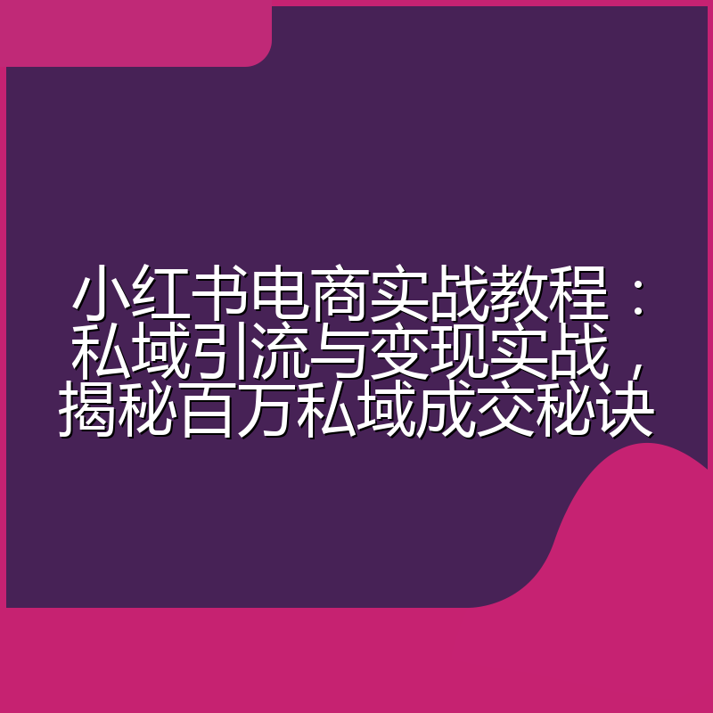 小红书电商实战教程：私域引流与变现实战，揭秘百万私域成交秘诀