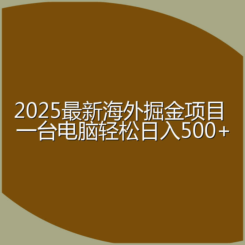 2025最新海外掘金项目 一台电脑轻松日入500+