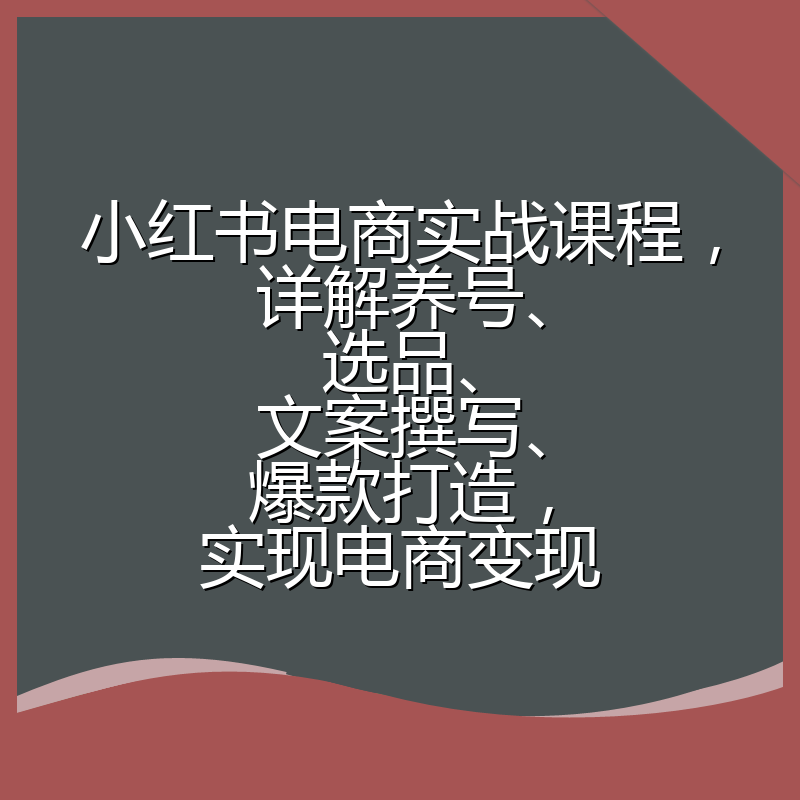 小红书电商实战课程,详解养号、选品、文案撰写、爆款打造,实现电商变现