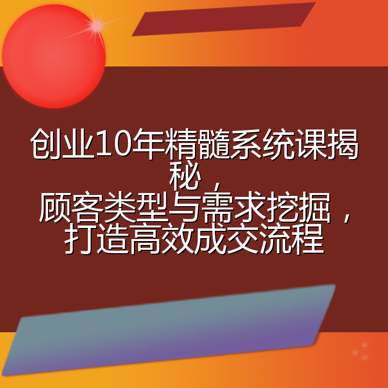 创业10年精髓系统课揭秘,顾客类型与需求挖掘,打造高效成交流程
