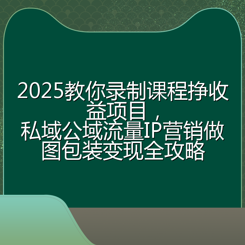 2025教你录制课程挣收益项目,私域公域流量IP营销做图包装变现全攻略