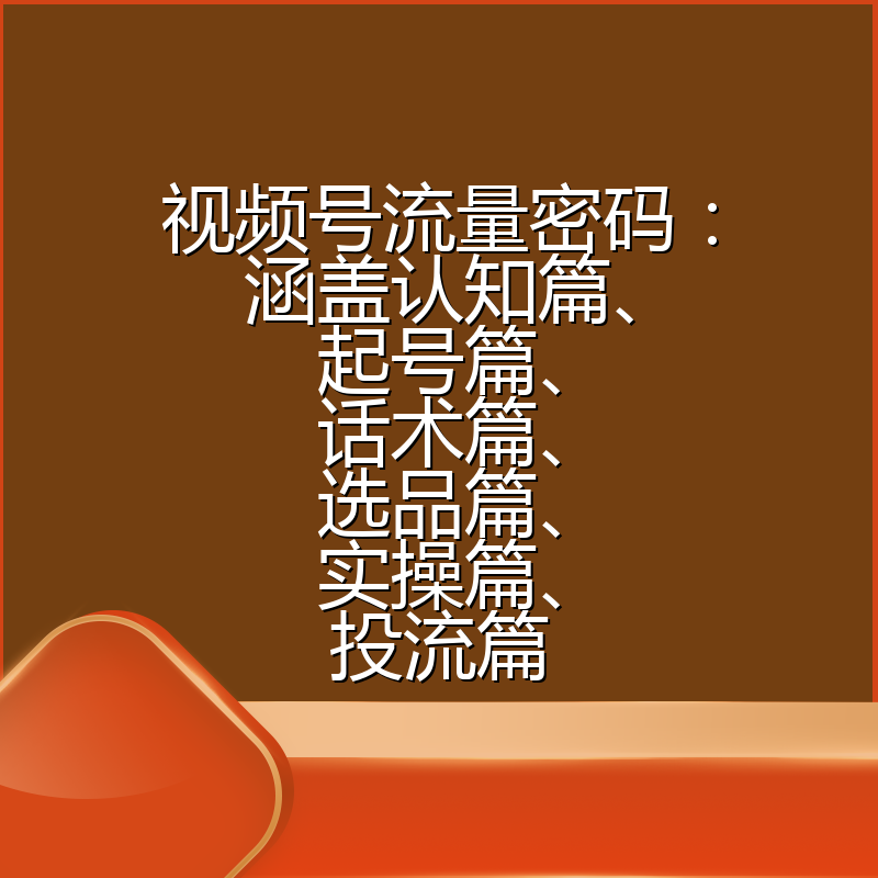 视频号流量密码：涵盖认知篇、起号篇、话术篇、选品篇、实操篇、投流篇