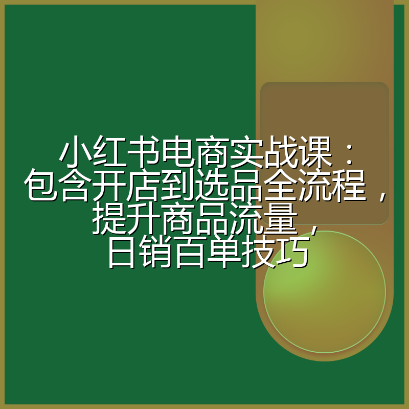 小红书电商实战课:包含开店到选品全流程,提升商品流量,日销百单技巧