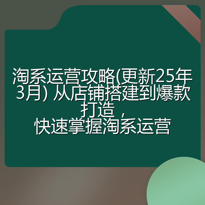 淘系运营攻略(更新25年3月) 从店铺搭建到爆款打造，快速掌握淘系运营
