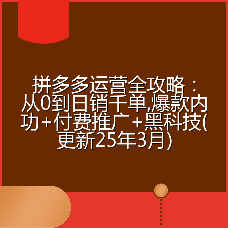 拼多多运营全攻略:从0到日销千单,爆款内功+付费推广+黑科技(更新25年3月)