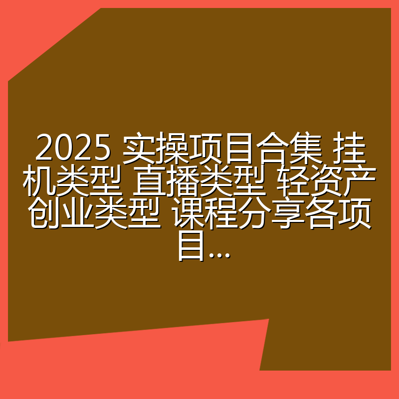 2025 实操项目合集 挂机类型 直播类型 轻资产创业类型 课程分享各项目...