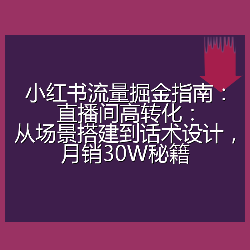 小红书流量掘金指南：直播间高转化：从场景搭建到话术设计，月销30W秘籍