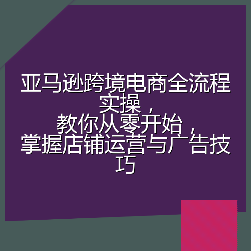 亚马逊跨境电商全流程实操，教你从零开始，掌握店铺运营与广告技巧