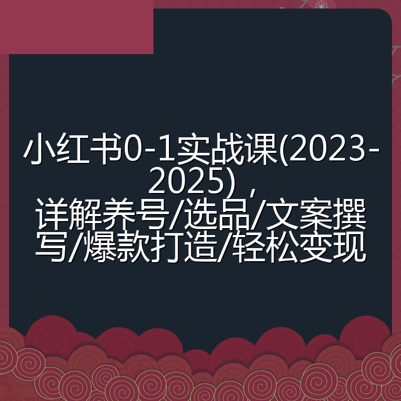 小红书0-1实战课(2023-2025),详解养号/选品/文案撰写/爆款打造/轻松变现