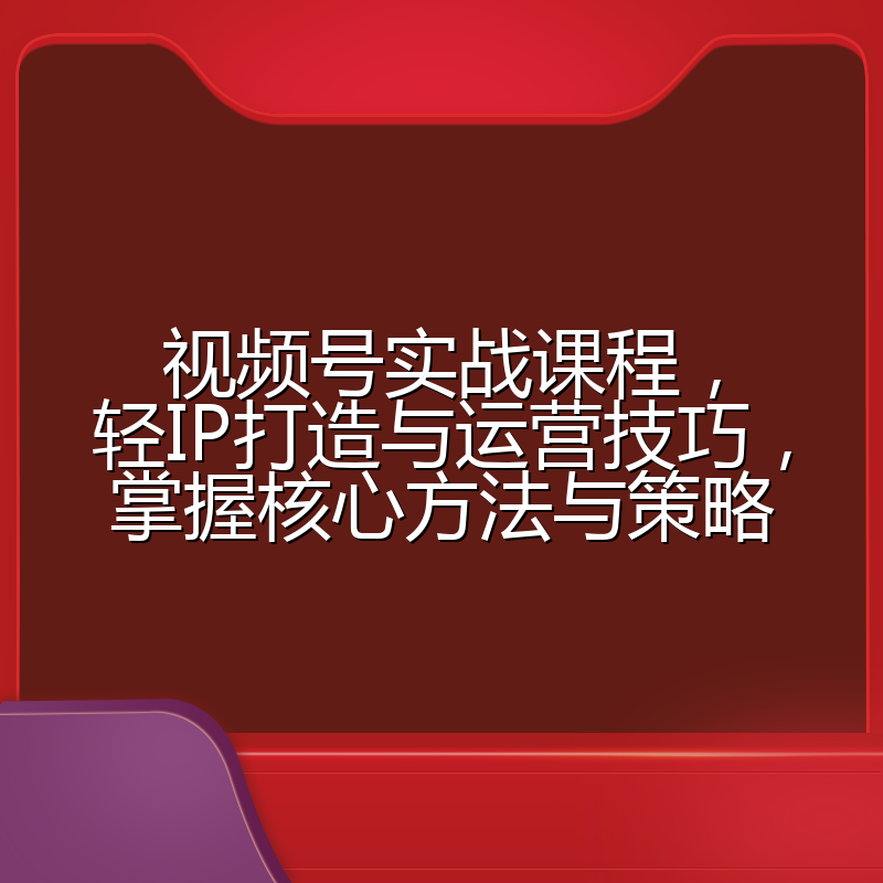视频号实战课程，轻IP打造与运营技巧，掌握核心方法与策略