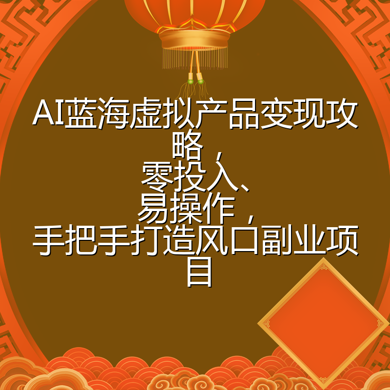 AI蓝海虚拟产品变现攻略，零投入、易操作，手把手打造风口副业项目