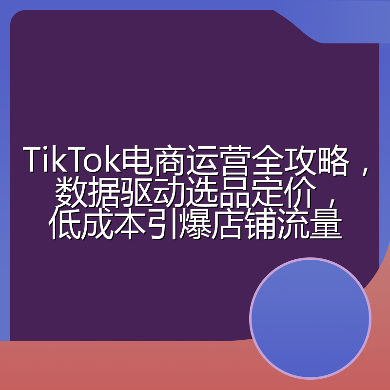 TikTok电商运营全攻略,数据驱动选品定价,低成本引爆店铺流量