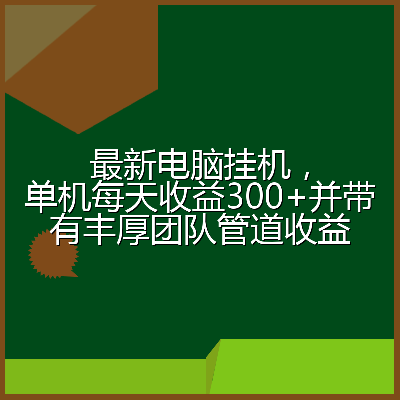 最新电脑挂机，单机每天收益300+并带有丰厚团队管道收益