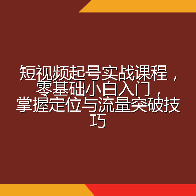 短视频起号实战课程,零基础小白入门,掌握定位与流量突破技巧
