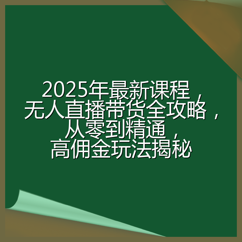 2025年最新课程,无人直播带货全攻略,从零到精通,高佣金玩法揭秘