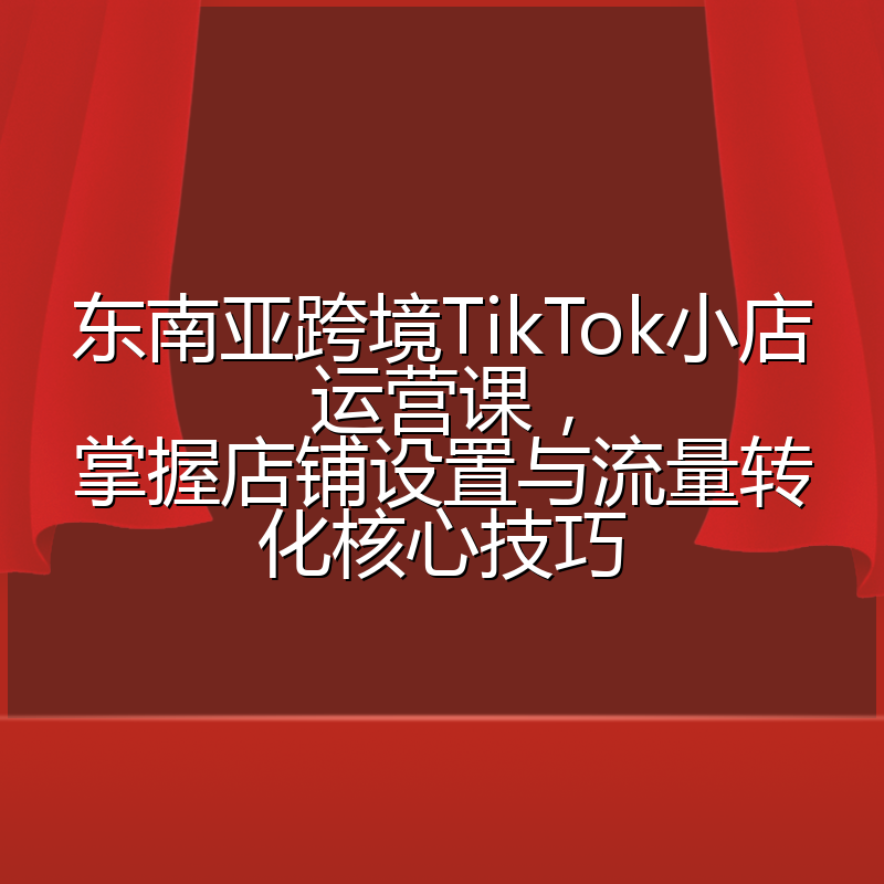 东南亚跨境TikTok小店运营课,掌握店铺设置与流量转化核心技巧