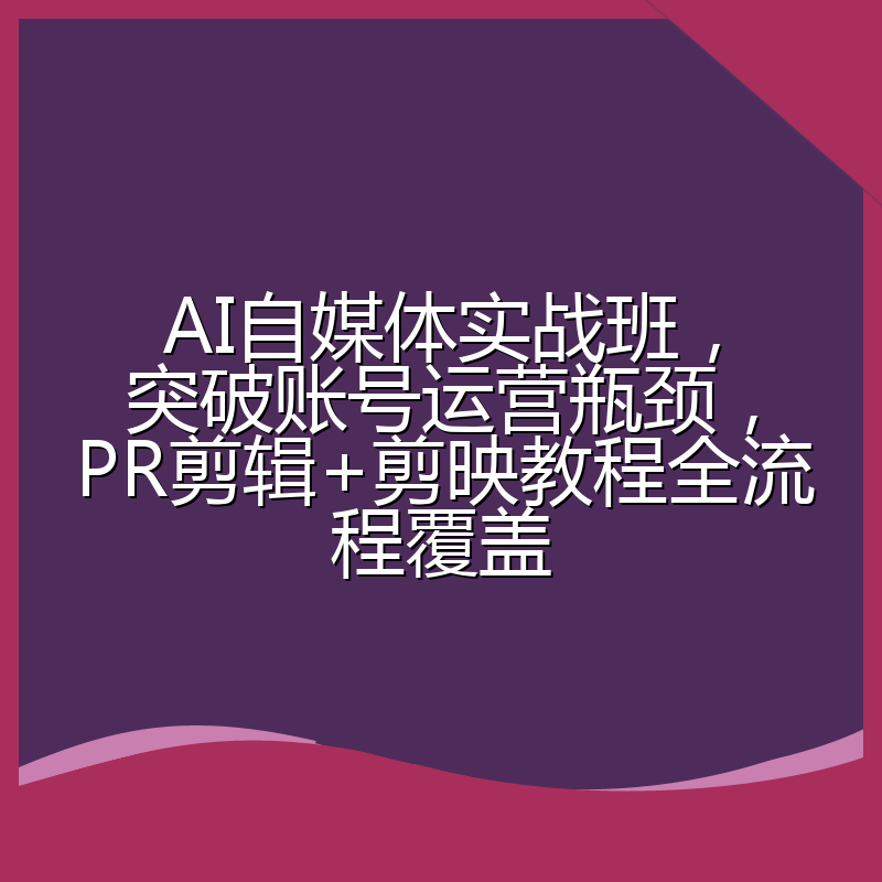 AI自媒体实战班,突破账号运营瓶颈,PR剪辑+剪映教程全流程覆盖