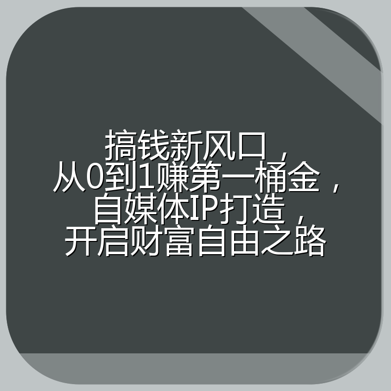 搞钱新风口,从0到1赚第一桶金,自媒体IP打造,开启财富自由之路