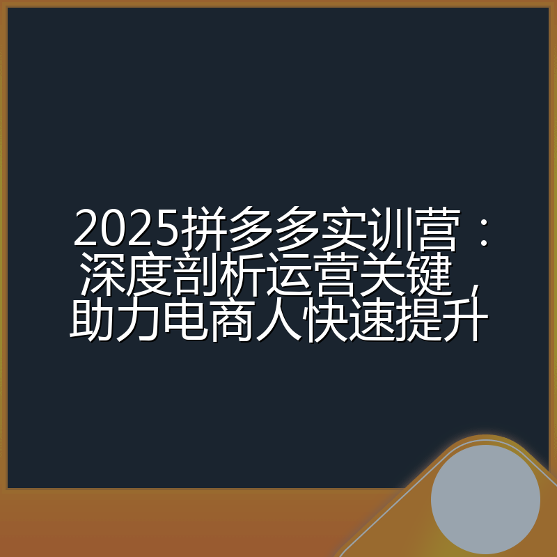 2025拼多多实训营:深度剖析运营关键,助力电商人快速提升